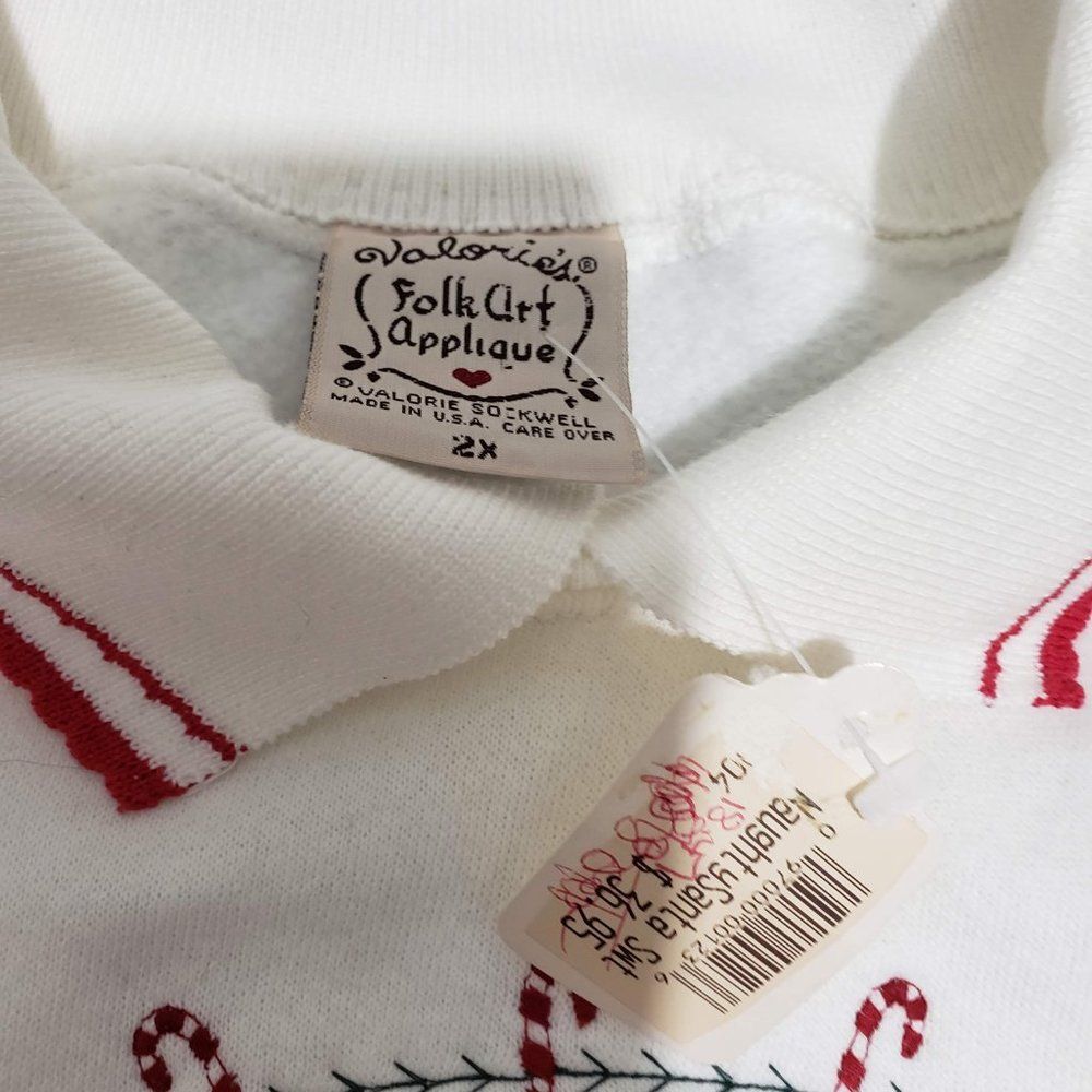 New Vtg Valorie Sockwell Christmas Naughty Or Nice White Sweater 2X USA Made - Picture 11 of 14